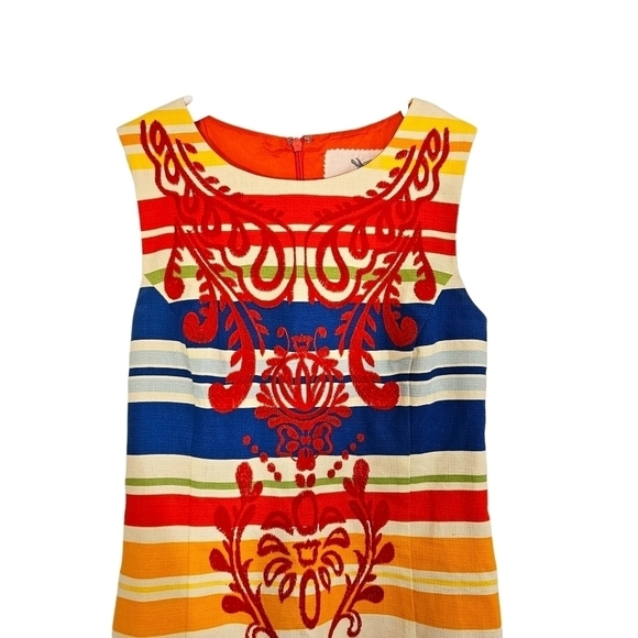 Anthro Tabitha Embroidered Rainbow Striped Totem Dress - Picture 7 of 8